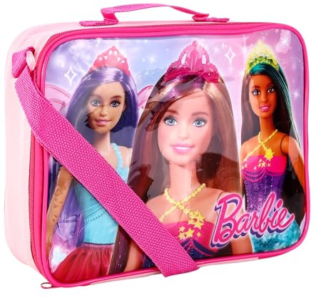 TDL Barbie Lunch Bag Thermal Insulated Lunch Box Girls Princess Barbie Movie School Sandwhich Box with Carry Handle & Side Pocket