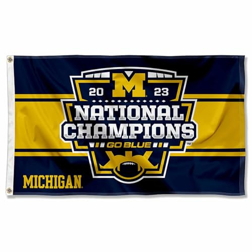 College Flags & Banners Co. Michigan Team University Wolverines 2023 Football Playoff National Champions 3x5 Grommet Flag
