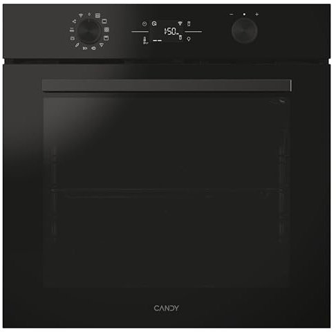 Candy C-Bake 600 CA6 N3B3YTB, Four multifonction, 78L, WIFI, 3300 W, 1 plateau et 1 grille, ventilateur radial, pyrolyse + aqualyse, convection, 12 fonctions, porte 4 verres, Full Black