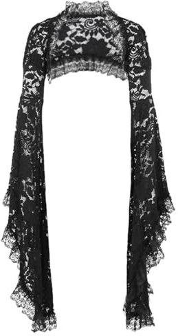 keland Donna Gothic Lolita Bolero in Pizzo Goth Coprispalle Scaldacuore Top (Nero, Medium)