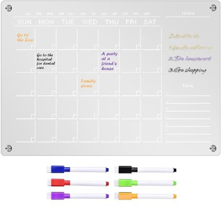 Månadsplanerare, Klar akrylmagnetskiva - veckokalenderplaneringstavla,Klar akrylatavla, whiteboardtavla för kylskåp, klar veckokalenderplaneringstavla för kök
