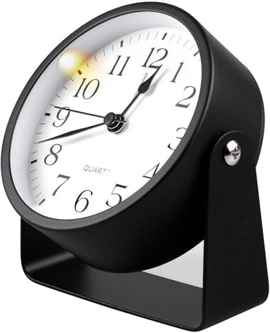 Wecker Analog Ohne Ticken, Klassischer Analoger Wecker Mit Licht, Wecker Ohne Ticken, Wecker Analog Design, Tischuhren, Tischuhr Analog Für Nachttisch, Schlafzimmer, Wohnzimmer (11.5 X 10.5 cm)
