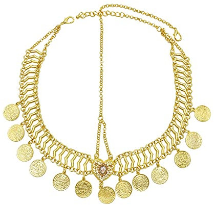 TQVLNMCR Türkische Münzkopfketten Stirnbänder Bunte Steinperlen Braut Kopfschmuck Gypsy Tribal Schmuck Hochzeit Haarschmuck(G)
