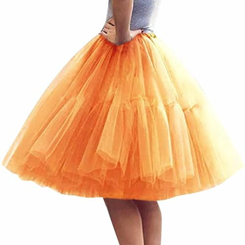 Generico Gonna Ballerina Bambina Gonna Tulle Fucsia Bambina Gonna Gonna Tutu Tulle Donna Gonnellina Arancione Gonna in Corta Donna Vestito Rosa Bambina Gonna Tulle Nera Halloween Gonna Satin Lunga