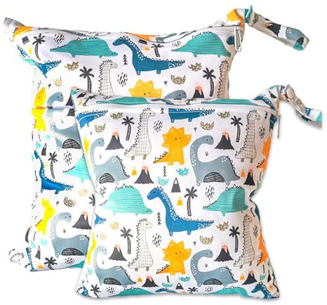 ABirdon Bolsa de Pañales para Bebé, 2 PCS Bolsas de Pañales Impermeables Reutilizables, Lavables, Organizador de Maquillaje con Cremallera, Ideal para Viajes, Playa y Piscina