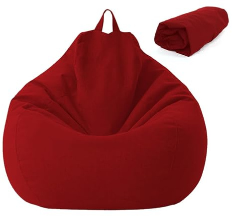 Poltrona Sacco Bambini e Adulti, 100 x 120 CM Bean Bag Senza Imbottitura, Pouf Morbido Sacco con Chiusura Lampo, Antipolvere Fodera per Poltrona a Sacco, adatto Soggiorni, Camere (Rosso)