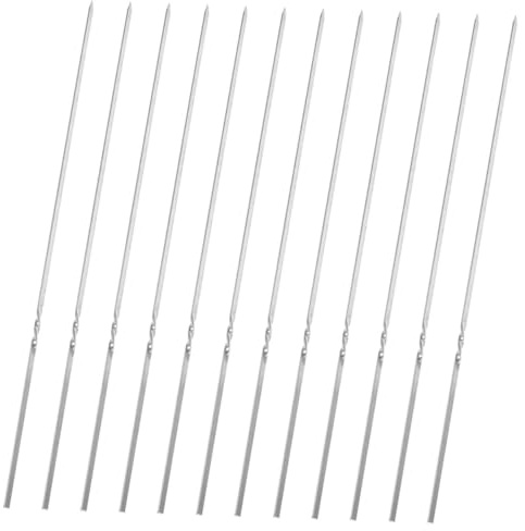 INOOMP 20 Piezas Brochetas de Barbacoa de Acero Inoxidable Pinchos Planos para Parrilla Reutilizables para Carne y Verduras Fiestas y Camping