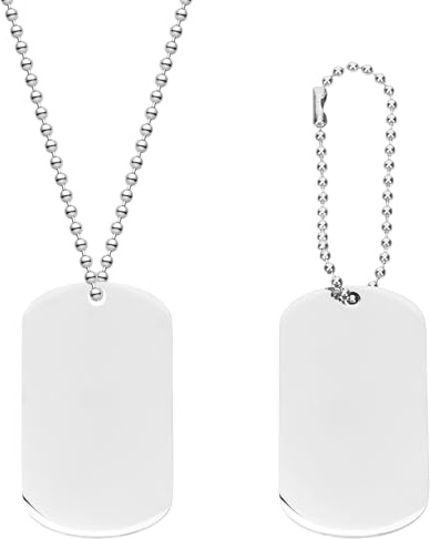VALICLUD Collier En Acier Inoxydable Argenté Double Plaque D'identité Chaîne Homme Solide Usage Quotidien