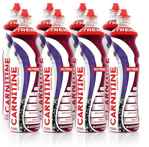 Nutrend Carnitine Dryck Svartvinbärssmak 750 ml 8-Pack – Färdigdryck med L-karnitin för Energi, Vätskeåterhämtning och Aktiv Livsstil