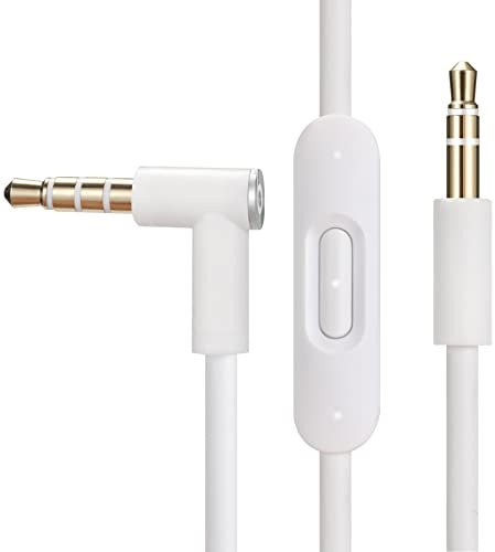 cipher Replacement Audio Cable Cord Wire,Compatible with Beats Headphones Studio Solo Pro Detox Mixr Executive Pill with in Line Mic and Control (White)