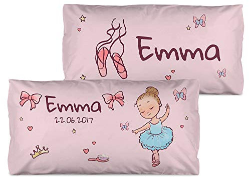 LolaPix Almohada Infantil 3 años Personalizada con Nombre. Regalos Infantiles. Relleno Incluido. Varios Diseños a Elegir. Distintos tamaños a Elegir. Bailarina Azul
