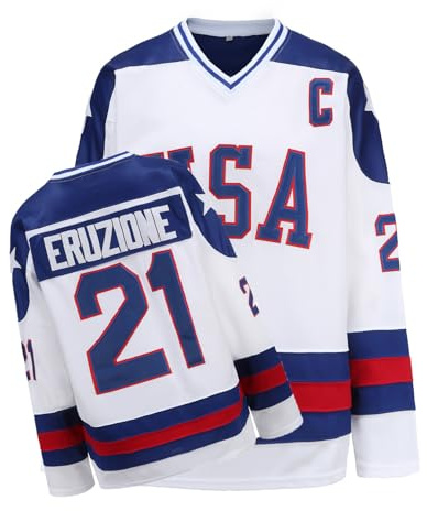 YWIES Hockey Jersey of USA 1980 Olympic Team Jerseys #21 Mike Eruzione Stitched Letters and Numbers White S-XXXL