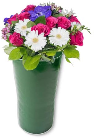 Vase funéraire à poser - Vase rond de cimetière - En plastique résistant aux intempéries - Résistant au gel - 20 x 14 cm - Pour tombe