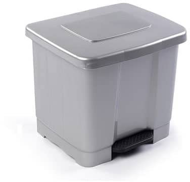 CABLEPELADO - Cubo basura reciclaje plastico apertura pedal 35 Litros - Cubo Reciclar - Separador - PP5 - plástico Resistente Gris