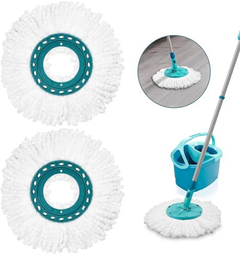 DYDHRER 2 Stück Wischmopp Ersatz Kompatibel für Leifheit Wischbezug, Mikrofaser-Ersatzmoppkopf für Leifheit Clean Twist Disc Mop Systèmes Moppkopf, Mop Ersatzkopf für Leifheit, für Alle Bodenarten