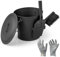 COSTWAY Ash Bucket with Lid & Cut-resistant Gloves, 7.5L Fireplace Container Coal Storage Bin with Shovel, Broom and Wooden Handle, Metal Ash Tool Set Accessories for Log Burner, Fire Pit