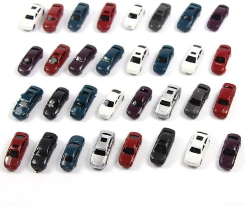 SMZhomeone 50Pcs Color Model Car Model Car 1: 220 Building Train Layout Set Z 25 * 8 * 6mm Painted Model Cars Model Railway Scenery Scene Street Layout Diorama