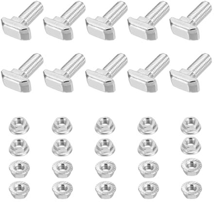 PATIKIL M8x16 Tornillo De Cabeza De Martillo T, 10 Pcs Tornillo De Cabeza De Martillo Para Ranura T Con 10 Pcs Tuercas Hexagonales Para Perfil De Aluminio Estándar Europeo Serie 4040