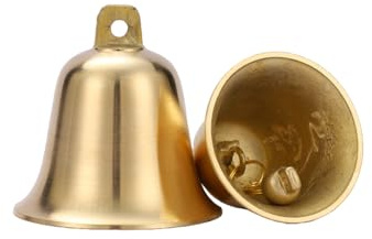 CHOYUE 2 piezas de campanas colgantes con cuerda colgante, campanillas de viento, cascabeles, campanas pequeñas de cobre para bricolaje, colgantes para árbol de Navidad, coronas navideñas, fiestas, bo