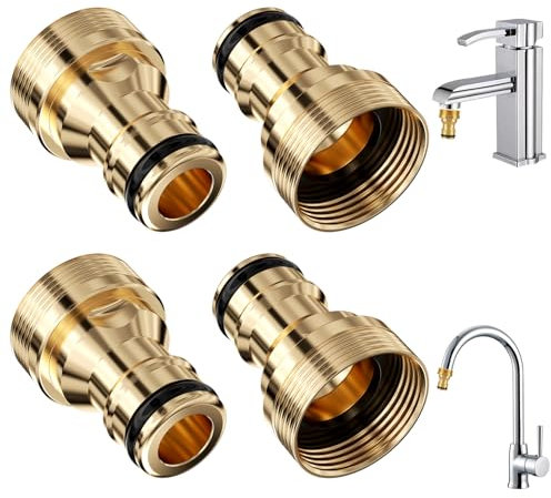 Chiluxendo 4 Piezas Adaptador Manguera Grifo, Conector Grifo Manguera, Manguera Adaptadora de Grifo, Conector del Grifo, Conector Adaptador de Manguera para Lavadora, Cocina, Baño, Jardín
