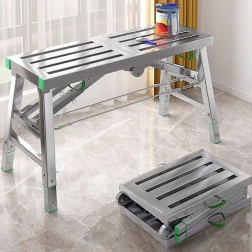 Plateforme de travail pliante antidérapante robuste pour la construction domestique Échelle d'échafaudage pliable portable avec plate-forme de levage 140 x 30 cm Idéal pour les sols inégaux