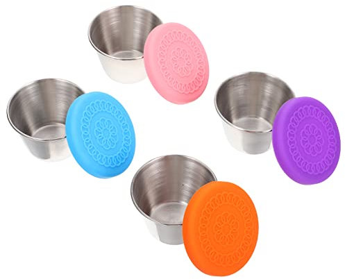 DECHOUS 4pezzi Contenitori Per Condimenti Per Insalata Tazze Per Salse in Inossidabile Con Forniture Da Cucina Piccole e Leggere Per Uso e
