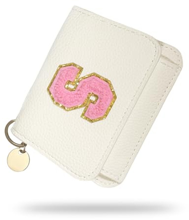 Girls Wallet, Initial Women's Wallets, White Small Wallet for Kids with 5 Card Slots Holder, Personalised Purses Gifts for Girls and Women, Birthday Gift, Christmas Gifts, Travelling Wallets Gift (S)
