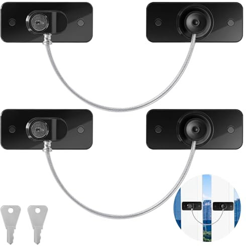 AiQInu 2PCS Securite Fenetre Enfant avec Clés, Bloque Fenetre Securite Enfant, Protection Fenetre Enfant avec AdhéSif ou Vis pour Réfrigérateur, Lave-Linge, Armoire