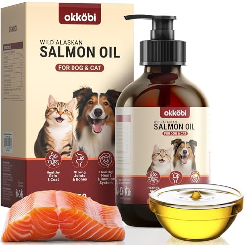 Wild Salmon Oil for Dogs & Cats - Omega 3 Fish Oil for Dogs with EPA & DHA supplements for Skin & Coat, Dandruff, Heart & Immune System, Joint and Brain Support - 250 ml