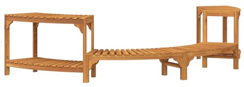 vidaXL Jacuzzi de Madera de Acacia para Jardín, Semi Redondo, 272X120.5X55.5cm, Accesorio de Relajación para SPA y Patio, Plataforma Circular para el Bienestar
