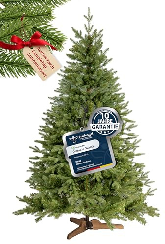 Premium Weihnachtsbaum künstlich 180 cm – Hochwertiger Tannenbaum mit 10 Jahre Garantie, naturgetreu, extrem dichte Zweige, Holzständer, künstlicher Christmas Tree