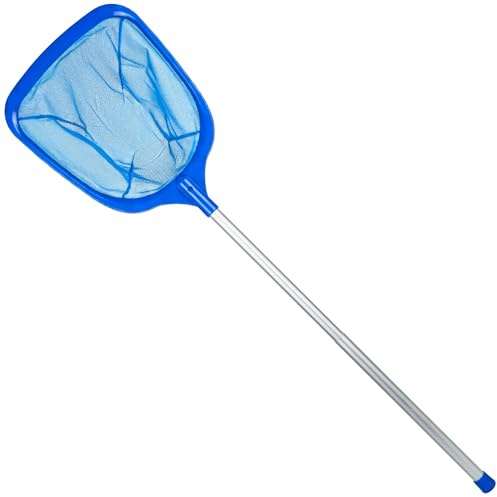 Guheake Retino per piscina con asta telescopica, 98 cm, a maglia fine, profondità 12 cm, per piscina, stagno, alghe, piscina per bambini, vasca idromassaggio