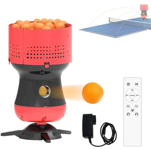 Robot de Tenis de Mesa, Lanzador automático de Pelotas de Ping Pong, Reserva de 90 Pelotas con depósito extraíble, Ideal para Entrenamientos Individuales y sesiones de Coaching.