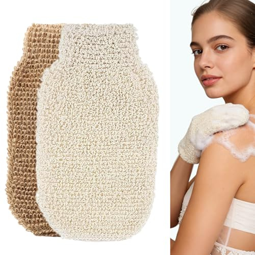 2 Stück Peelinghandschuh,Sisal Duschhandschuh,Peeling Handschuh