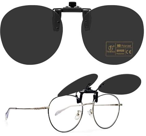 TEMSO överdimensionerade clip-on solglasögon för kvinnor män, klassiska polariserade clip-on solglasögon för körning, UV400, klar syn, anti-bländning | 60 x 53 mm