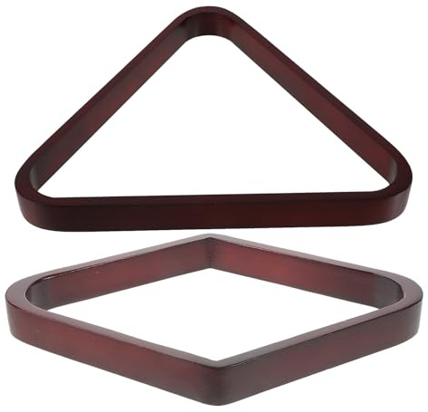 DIYEAH 2 Triangles de Billard en Bois Massif, Support Triangulaire et Forme Rhombique pour 9 Boules, Couleur Rouge Foncé, Accessoire Professionnel Portable pour Table de Billard –