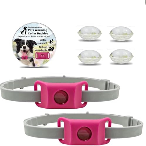 Aquality Pets Collare Antiparassitario Naturale, Collare Antiparassitario per Cani, 100% Ingredienti Naturali per Prevenire Pulci e Zecchefor All Dog Sizes (Pink, 2 Pack)