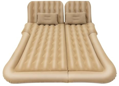 Luftbädd Universal hopfällbar uppblåsbar säng Bärbar uppblåsbar madrassuppsättning Bilbaksäte Sova Flockande luftsäng Bilmadrass(Beige)
