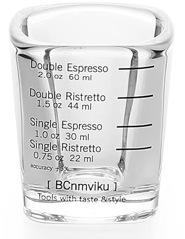 Espresso Shot Glasses Measuring Cup Liquid Heavy Glass for Baristas 2oz for Single Shot of Ristrettos (1-Pack)