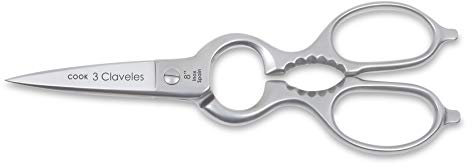 3 Claveles - Forbici da cucina professionale, in acciaio inox, linea Cook, filo microdentato, multiuso, per alimenti, con apertura barattoli e schiaccianoci da 20 cm-8