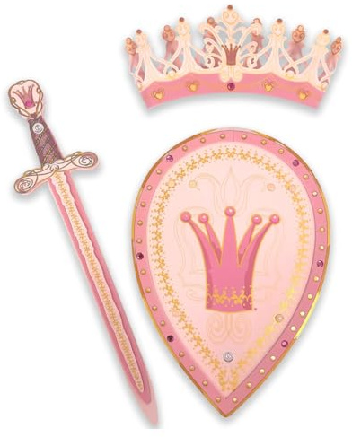 Liontouch - Queen Rosa Foam Sword, Shield & Crown for Girls - Age 3-8 Years | Durable & Safe Set in Medieval Style for Pretend Play | Toy Weapons & Battle Accessories for Dress Up & Royal Costumes