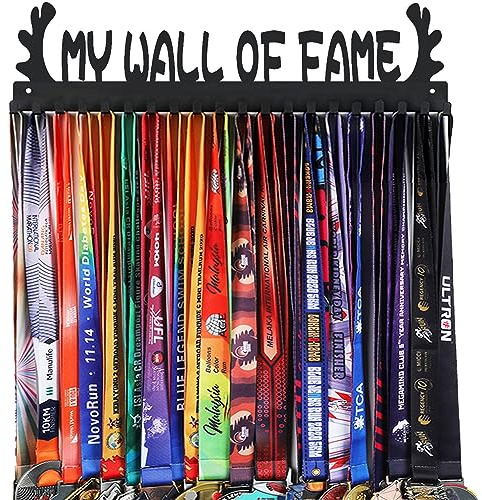 Goutoports Medal Holder Display Hanger Rack Frame for Sport Race Runner- My Wall of Fame - Sturdy Black Steel Metal Over 60 Medals Easy to Install