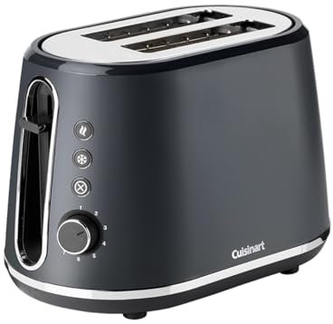 Cuisinart Tostadora de 2 rebanadas | Ranuras extra profundas, ideales para pan grueso y rosquillas | Palanca de elevación | 7 niveles de tostado más descongelación | Disponible hervidor a juego | Gris