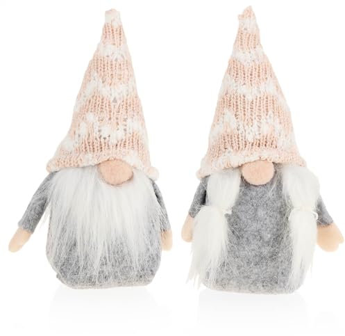 com-four® 2X Premium Weihnachts-Wichtelpaar für die Weihnachtsdeko, skandinavische Figuren als winterliche Dekoartikel, Kantenhocker als Raumschmuck oder Geschenk