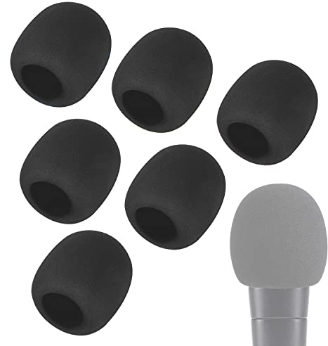 6 Pack SM58 Foam Mic Cover, Thick Handheld Windscreen for Shure, Black