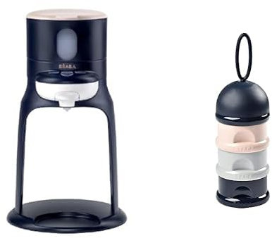 BÉABA, Préparateur-Chauffe Biberon/Petits pots Bib'Expresso, Distributeur d'eau à Température Exacte, Fonction Bain Marie amovible et Boite doseuse de lait empilable, 100% hermétique, usage évolutif