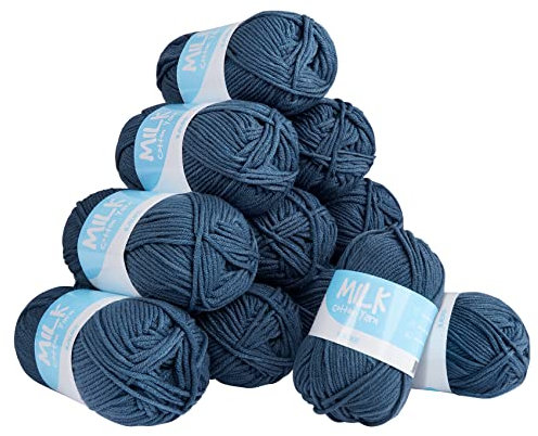 12 Pack Double Knitting Yarn, ilauke Acrylic Yarn for Crochet Knitting Yarn, 1200 Metres Professional Knitting Wool for Small Yarn Projects Handcrafts, Hats, Gloves (Royal Navy)