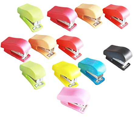 STOBOK 24pcs Red Accessories Pink Desk Accessories Blue Stapler Cartoon Manual Staplers Desk Mini Stapler Desk Plastic Stapler Student Pocket Stationery Staplers for Desk Heavy Duty