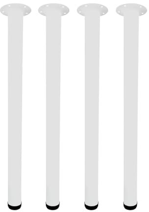 Jahof Tischbeine Metall Weiß 70cm, Bein aus Stahl Rundrohr Ø50mm, Möbelfüße Höhenverstellbar, Tischfüße Verstellbar für Schreibtisch, Esstisch, Couchtisch, Bürotisch, mit Schrauben, 4 Stück