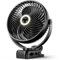 Koonie 20cm Tragbarer Mini Clip Ventilator, USB Tischventilator mit 10000 mAh Akku, Licht, Digitalanzeige, 3 Geschwindigkeiten, Wiederaufladbarer Tischventilator für Zuhause, Büro, Kinderwagen,Camping